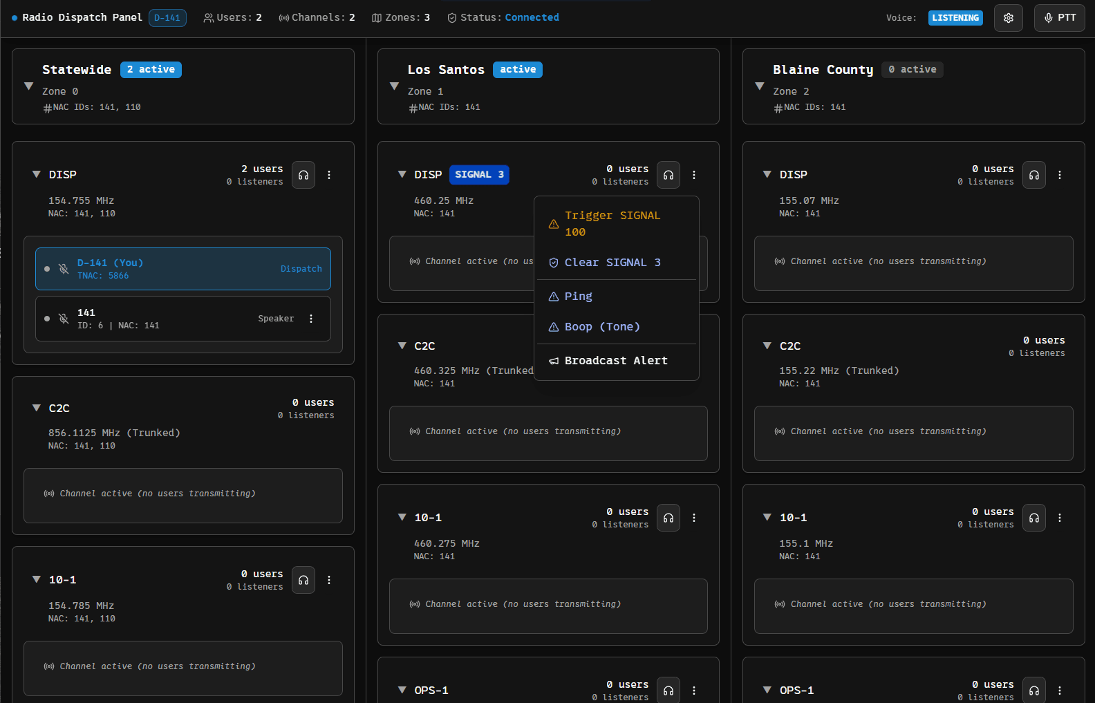Dispatch Panel Interface
