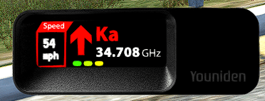 Radar detected ahead — front arrow showing